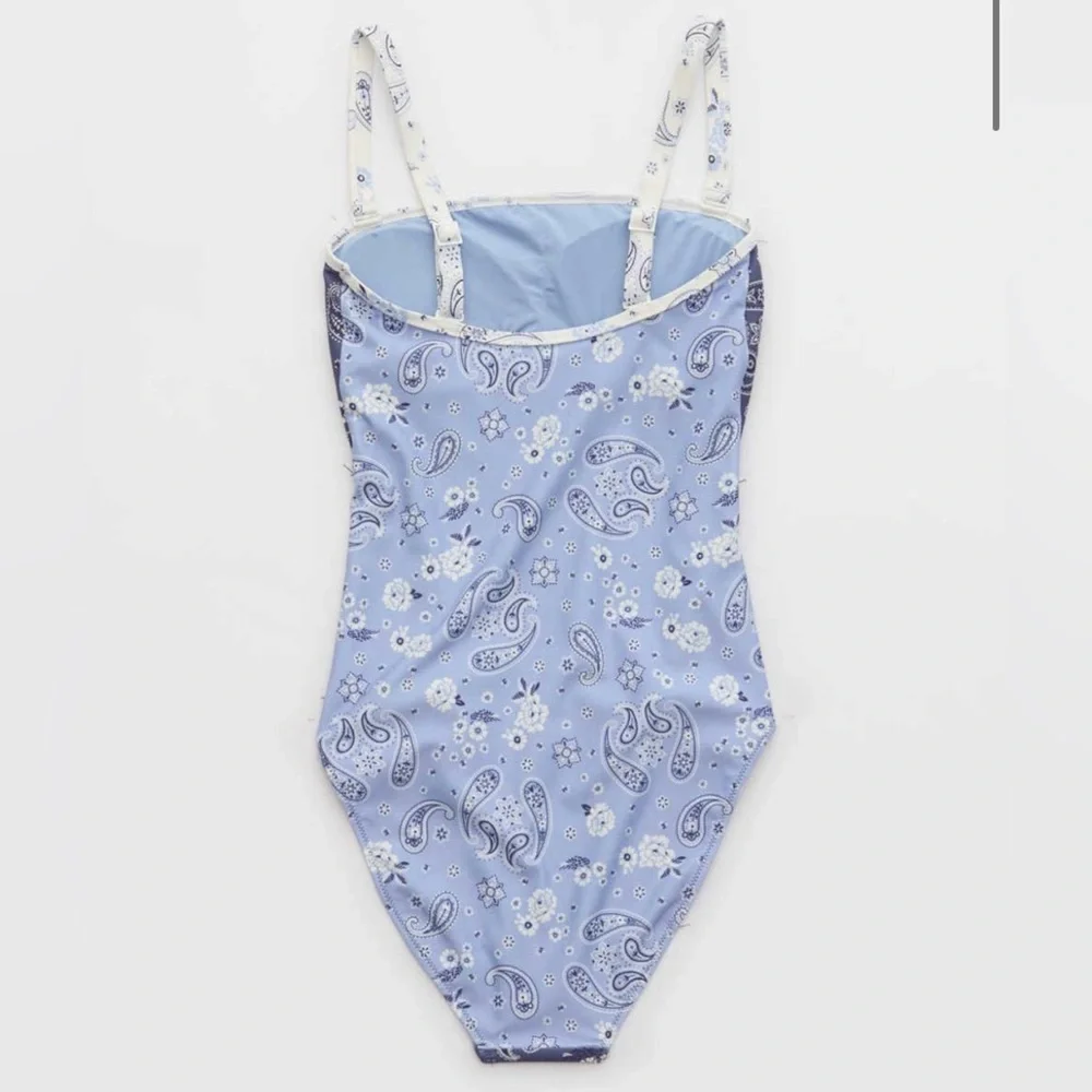 Blue Paisley One Piece Swimsuit NWOT - Picture 4 of 8